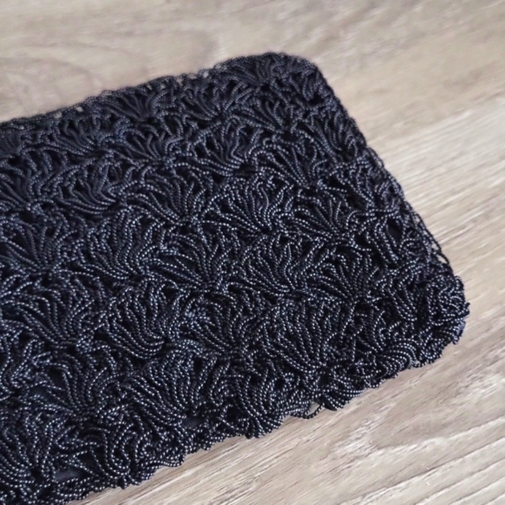 Elegant Black Beaded Evening Clutch